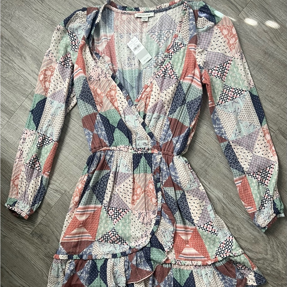 American Eagle Patchwork Dress with Mixed Colors … - image 1